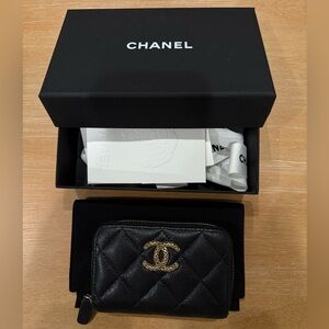 Chanel Matelassé Zip Coin Purse – Black Caviar Leather (Gold Hardware) 2023